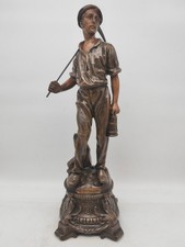 Ancienne sculpture en régule patiné  “Le Mineur” – statue d’art populaire 41cm