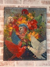 Tableau ancien expressionniste, huile sur toile. Signature à identifier.