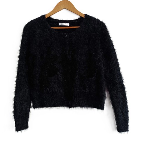 Gilet court noir poilu - .,