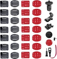 Support de Fixation adhésif incurvé et Plat, 36 pièces Support Gopro Casque, Su