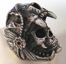 BAGUE INOX  SKULL CHEF INDIEN - Ref.25