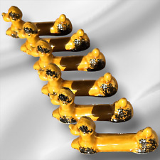 Vintage French Ceramic Majolica Knife Rests, Dogs Vallauris France 1950 new