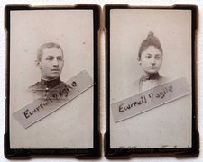 2 CDV PHOTO MASSIP à TOULOUSE lieutenant Tranié et son épouse Amélie Huguet F236