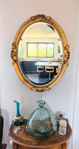 Miroir ovale doré vintage - , –