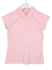T-Shirt Tommy Hilfiger Femme Grand Manches Courtes Col Polo Rose
