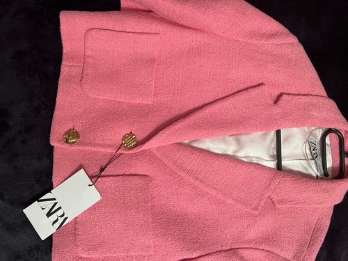 Veste rose cropped boutton - veste,