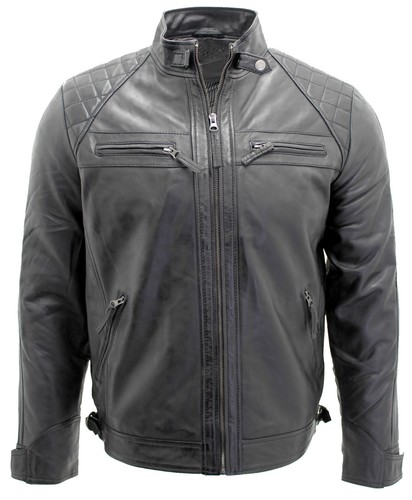 Veste moto rétro noire - veste,
