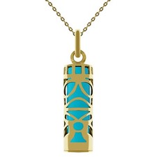 LOT Pendentif Tiki Plaqué Or et Turquoise + Chaîne Plaqué Or - Longueur AU CHOIX