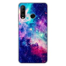 Coque en silicone imprimée compatible Huawei P30 Lite Galaxie Bleue