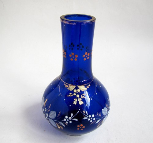 Ancien vase verre bleu - ancien, en