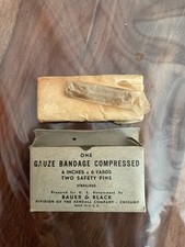 TRÈS RARE US WW2 GAUZE BANDAGE 4in x 6 Yds BAUER & BLACK ORIGINAL- MÉDICAL DPTT