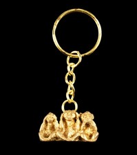 Porte clé 3 singes de la sagesse – métal, symbolique, original  # 26170