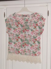 Tee-shirt blanc avec fleurs Mim taille 36