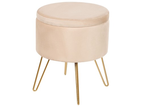 Pouf coffre velours beige - en,