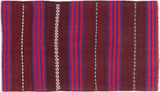 Tapis Afghan Kelim Soumakh Ghalmuri 110x200 Tissé À La Main Marron Rayures