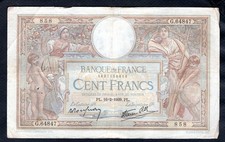 Un billet de 100 Francs Luc Olivier Merson 16.2.1939 Etat TB Numéro radar 858