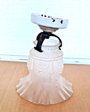 VINTAGE ANCIEN ABAT JOUR  PLAFONNIER EN VERRE DEPOLI DOUILLE PORCELAINE