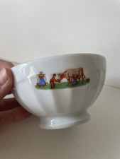 petit bol ancien côtelé décor vache enfants porteuse de lait Porcelaine APILCO