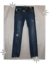 ☼ - Pantalon Jean Fantaisie  Bleu Moyen Regular Fit  Délavé  Desigual Taille 36