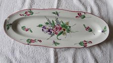 Plat à Poisson Ancien en faïence Lunéville Style Réverbère Rose & Tulipe