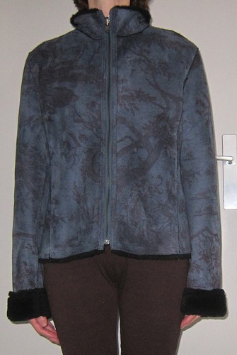 Veste effet daim bleu jean - effet,