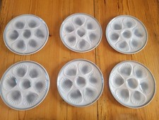 6 ASSIETTES A HUITRES ORCHIES MOULIN DES LOUPS GRIS BLANC 