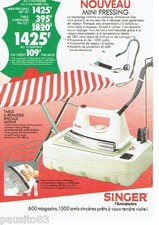 PUBLICITE ADVERTISING 126  1986  fer à vapeur  mini pressing Singer