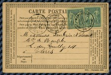 -= Sage YT#65+75 s/CPO de MARSEILLE - Pièce signée ROUMET - 1877 =-