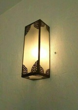 applique murale Marocaine verres sablé fer forgé lampe lustre lanterne 30 cm