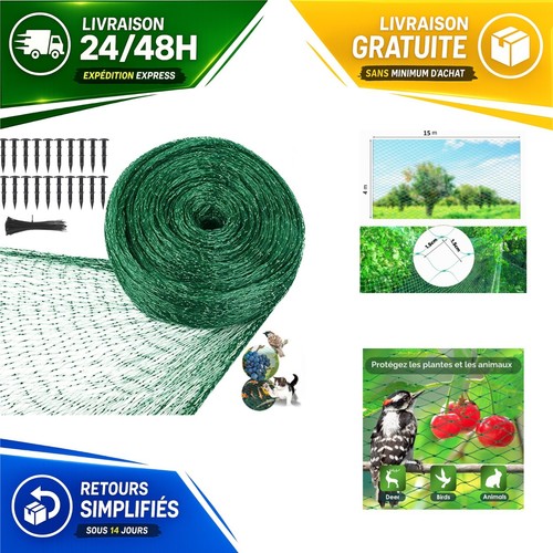 Filet anti oiseaux jardin 4x15 - filet, anti-oiseaux