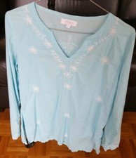 Blouse manches longues Etam Bleu ciel Taille 40 Femme 100% coton
