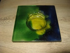 Très beau cendrier en verrerie de Murano ? à identifié, bicolore bleu vert