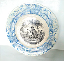 Choisy le Roi Assiette parlante ancienne "La chasse aux canards domestiques N°6