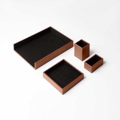 Set bureau cuir marron - cuir,