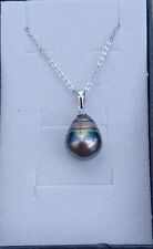 Pendentif perle Tahiti montée sur Argent perle Baroque forme Goutte 10.5/13.8mm