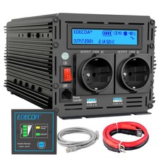EDECOA Onduleur à Onde Sinusoïdale Pure 1000W 12V 220V LCD Convertisseur