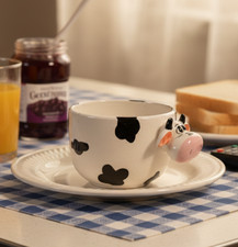 Mug Vache Céramique Vintage Tasse Humour Cadeau Original Ferme Campagne 3D Noir