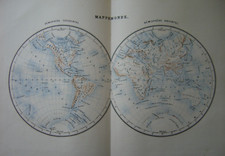 Très belle MAPPEMONDE Carte du Monde c1880