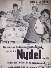 PUBLICITÉ 1960 NAPPE NYDEL PLASTIFIÉ TRAITEMENT SANITIZED - ADVERTISING