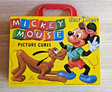 BOITE VALISETTE DE CUBES PUZZLE DISNEY  MICKEY MOUSE TBE COMPLETE Années 80