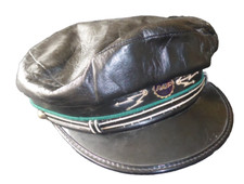 Ancienne Casquette CUIR agent RATP avec ins en fil métal argenté PARIS