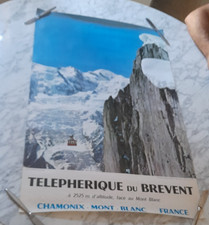 AFFICHE CHAMONIX MONT BLANC TELEPHERIQUE  DU BREVENT  1975