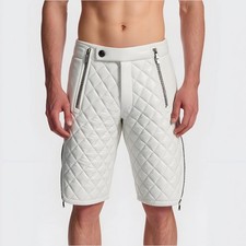 Short cuir matelassé blanc - matelassé,