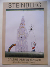 STEINBERG Saul Affiche originale 88 Chrysler building USA New Yorker Roumain BD