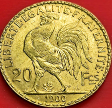 Très belle pièce de 20 Francs OR Marianne COQ 1900. SPL, non expertisée.