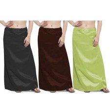 Jupon satiné Indian Saree Bollywood jupon noir beige vert pack 3