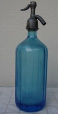 ANCIEN SIPHON, bouteille à eau de seltz  bleue.