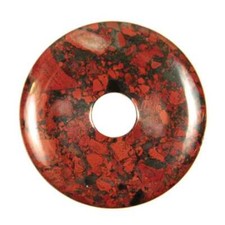 Donut Pi Chinois en jaspe breschia pour pendentif - Diam: 3 cm