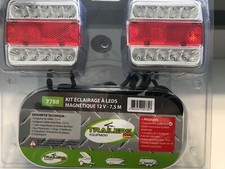kit éclairage a led  pour remorque magnétique 12v avec câble de 7.5Mètres