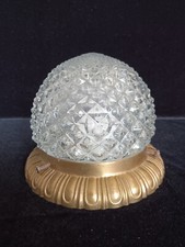Plafonnier lustre Applique demie sphère pointe diamant verre laiton vintage